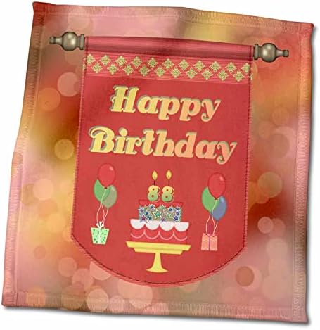 3drose Banner יום הולדת 88, עוגה עם מתנות ובלונים - מגבות