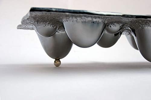 בתוספת חפץ 'מתכת נוזלית' קערה דקורטיבית בעבודת יד מכוס אמנות - כסף - מבטא תפאורה ביתית יפה