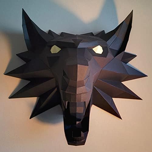 WLL-DP WOLF HEAD מראה גיאומטרי אוריגמי פאזל DIY דגם נייר 3D פיסול נייר יצירתי קישוט קיר קישוט גביע נייר גביע
