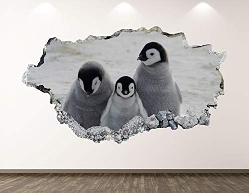 Mountain Mountain Baby Penguins קיר מדבקות אמנות תפאורה 3d מדבקת בעלי חיים מרוסקת פוסטר לילדים חדר קיר