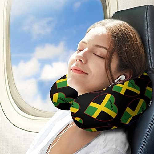 דגל ג'מייקה כרית נסיעות לב ראש וצוואר תמיכה בצוואר כרית זיכרון קצף כרית משענת ראש בצורת U