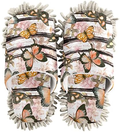 פרפרים פרחים לנגב נעלי בית רצפת ניקוי לשטוף נעלי בית לנשים מיקרופייבר סמרטוט נעלי בית לבית