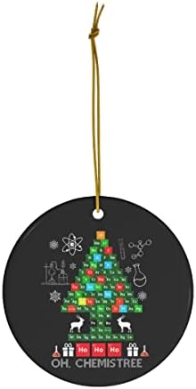 Datdesigns Science Science חולצת חג מולד אוי כימיסט עץ כימיה כימיה חג המולד קישוט מעגל סובארנץ