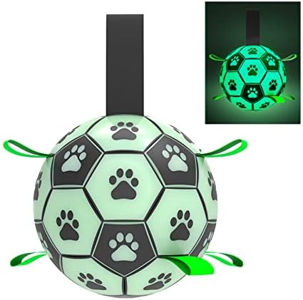 כדור כדורגל גדול לכלבים עם כרטיסיות ， זוהר בצעצועי הכלבים האינטראקטיביים הכהים, כדור רועה אלטרנטיבי לכלבים,