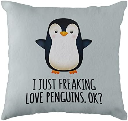 פינגווין מצחיק אהבה לזרוק דקורטיבי מארז כרית, 18X18 אינץ 'פינגווין תפאורה עיצוב כרית כרית, מתנות אהבה של פינגווין,
