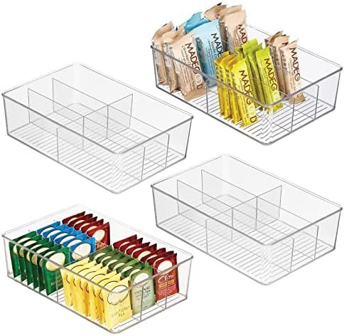 פלסטיק מטבח ארון אחסון ארגונית סל תיבה, 6 חלקים מחולקים מזווה מדפים, משטחי, אי, או ארון, מחזיק חטיפים,