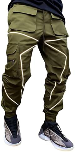 מכנסי ריצה מחודדים של זאקאגו לגברים עם כיסים מרובים פסים רפלקטיביים כיסי רוכסן מכנסי מטען היפ הופ פאנק