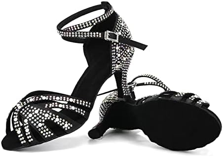 הנעלי ריינסטון לטינית של הנשים הנשים הנשים פתוחות בוהן סלסה באצ'אטה טנגו אולם נשפים תרגול נעלי ריקוד של