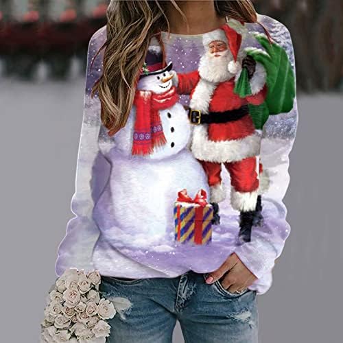 נשים בבאגי סוודר מצחיק חולצות טרנדי בסוודרים סווטשירט חג המולד בסוודרים ארוך שרוול חולצות ענקיות מגשרים