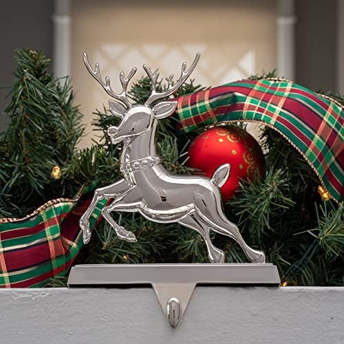 מחזיק גרב חג המולד סט של 4 - מזחלת סנטה רודולף האף האדום קישוטי חג המולד של קישוטי מתכת דקורטיביים