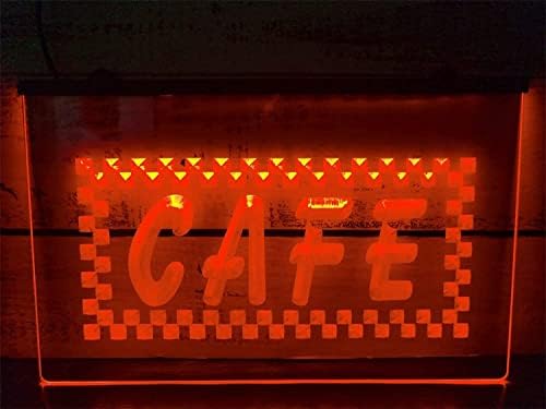 DVTEL CAFE CAFE LED שלט ניאון, USB עמעום בית קפה אורות ניאון אורות לקישוט קיר מואר אורות לילה, צהוב,