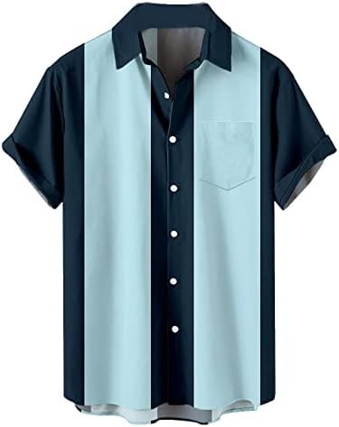 Hodaweisolp רטרו באולינג חולצות לגברים 50s כפתור למעלה חולצה שרוול קצר סגנון קובני חולצת מחנה