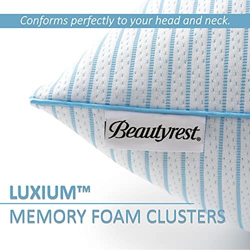 כרית מיטות Beautyrest הכוללת טכנולוגיית טכנולוגיה צינה - מילוי אשכול קצף זיכרון מתכוונן פרימיום - לופט