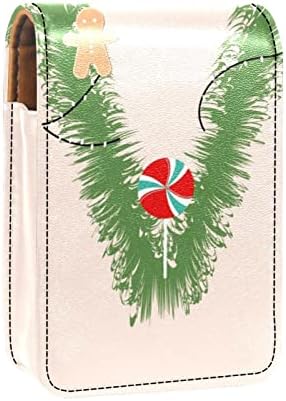 נרתיק שפתון אוריואקאן עם מראה תיק איפור נייד חמוד נרתיק קוסמטי, מכתב עץ חג המולד