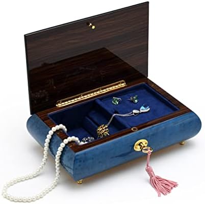 רויאל כחול 30 הערה כינור ועץ פרחוני שיבוץ קופסת תכשיטים מוזיקלית - חזור לסורנטו