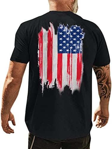 UBST 4 ביולי גברים עם שרוול קצר חולצות פטריוטיות, דגל אמריקה הדפסת דגל אמריקאי רזה כושר ספורט ספורט בסיסי.