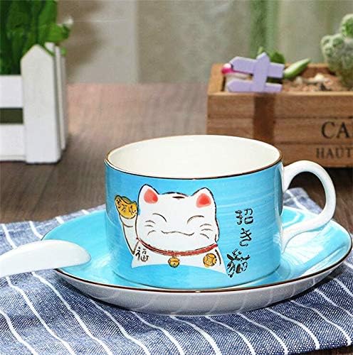אכילה עקיצה 5 צבעים לטיפול במזל חתול מזל מנקי Neko כוסות תה קרמיקה ספלים צלחת 3 יחידות