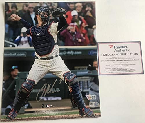 ג'ו מאואר חתום על חתימה מבריק 8x10 צילום תאומים מינסוטה - MLB וקנאים מאומתים