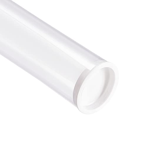 צינור שקוף עגול קשיח 26 ממיקס28 ממיקס300 ממ צינור שקוף לאחסון פלסטיק עם מכסים לבנים