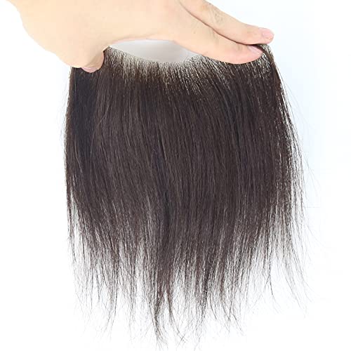 שיער זגזג חום כהה פאה קו שיער לגברים 1.5 אינץ '6 אינץ' 2 פאה צבעונית לגברים שיער אנושי אמיתי
