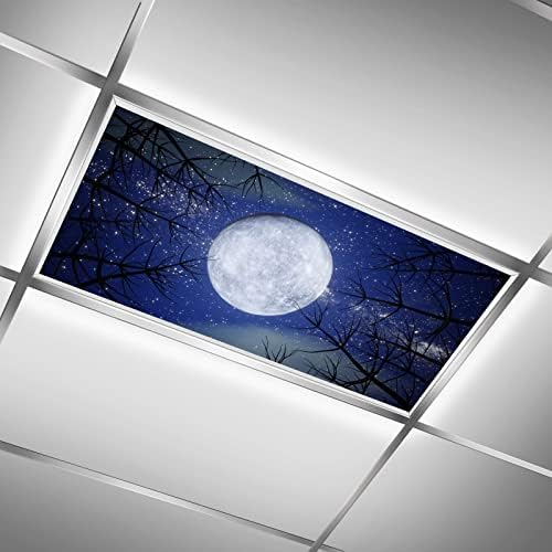 כחול שמיים עם ירח 2 חבילה גמיש ניאון אור כיסוי סרטי צוהר תקרת עבור בית ספר בכיתה משרד אנגלית פאב בריכה