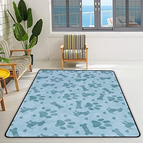 שטיח שטיח רך של צינגצה שטיחים גדולים, הדפסי כפות כלב טורקים נוחות שטיח מקורה, מחצלת משחק לתינוקות