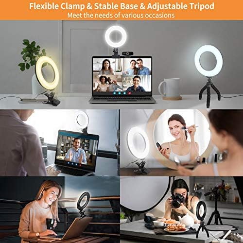 ערכת תאורת ועידת וידאו, קליפ אור טבעת על צג מחשב נייד עם 5 צבע ניתן לעמעום &מגבר; 5 רמת בהירות