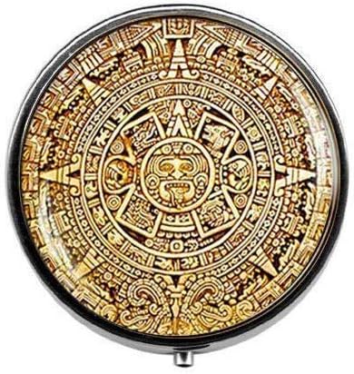 המאיה לוח שנה גלולת תיבת ממתקי תיבת המאיה לוח שנה תכשיטי האצטקים לוח שנה תכשיטי המאיה תכשיטי