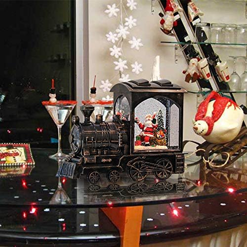 גנסווין מוזיקה מוארת רכבת מוארת שלג גלובוס פנס מים שלג סוללה נוצצת המופעלת עם טיימר, חג המולד סנטה קלאוס מחזמר