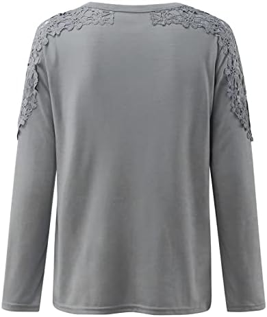 חולצות לנשים של טרנדי מוצק צבע חלול החוצה פרחוני ארוך שרוולים סוודר חולצות אופנה רזה בכושר טיז חולצה טוניקות