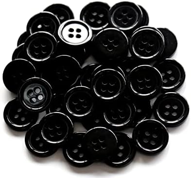 גנסיה 5/8 אינץ 4 חורים שחור כפתורים 15 ממ תפירה עגול כפתור עבור קרפט חבילה של 160 יחידות