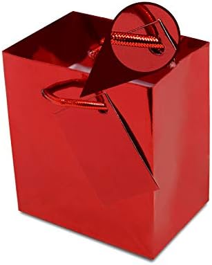 שקיות מתנה לחג - 12 חבילות קטנות במיוחד מתנות אדומות וזהב קטנות וזהב עם ידיות, נייר דקורטיבי אלגנטי יורו