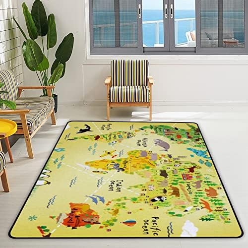 זוחל שטיח מקורה משחק מחצלת בעלי חיים מפת עולם לסלון חדר שינה משתלת חינוכית שטיחים שטיחים שטיחים 80x58 אינץ