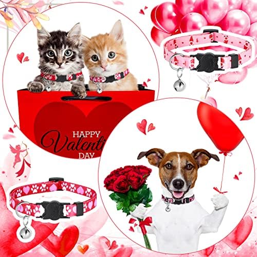 12 יחידות חג האהבה חתול צווארון חתלתול צווארון עם פעמון מתכוונן לחיות מחמד קולרים עם בטיחות הבדלני אבזם אהבת