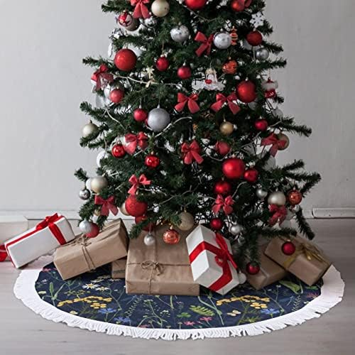 יופי פרחוני עץ חג המולד מחצלת חצאית עץ עץ עץ עם גדילים לקישוט חג המולד של מסיבת חג 48 x48