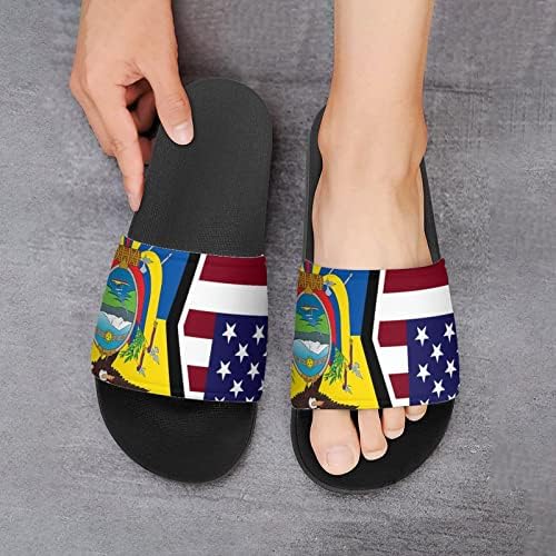 אמריקאי ואקוודור דגל נעלי בית לנשים / גברים נעלי בית שטוח החלקה סנדלים ונעלי בית לבית חיצוני חוף 45