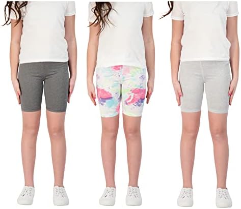 מכנסיים קצרים אתלטים של בנות 3-חבילות, מכנסי אופניים, בגדי אימון לבנות