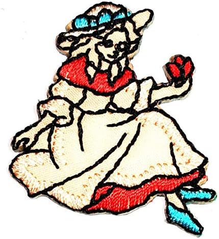פריטה קטנה מאוד נסיכה נערת אישה מחזיקה פרחים טלאים רקומים אופי קריקטורה ילדים רקמה טלאי לוגו ז'קט פולו חולצת