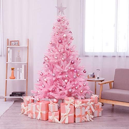 עץ חג המולד של יומו עם קישוטים, פריחת דובדבן יפנית עצי חג המולד המוגדרים לעיצוב מקורה חיצוני, קל הרכבה-ורוד