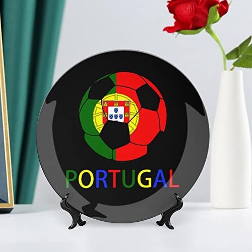 כדורגל פורטוגל תלוי צלחת דקורטיבית קרמיקה עם עמדת תצוגה מתנות לחתונה בהתאמה אישית