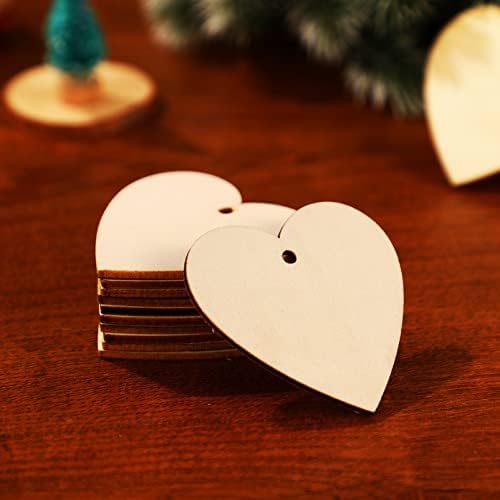 50 יחידות עץ לב מגזרות: עץ לבבות לצביעה עץ מגזרות גמור עץ לב פרוסות מלאכות ריק עץ פרוסות עבור חג המולד חתונה