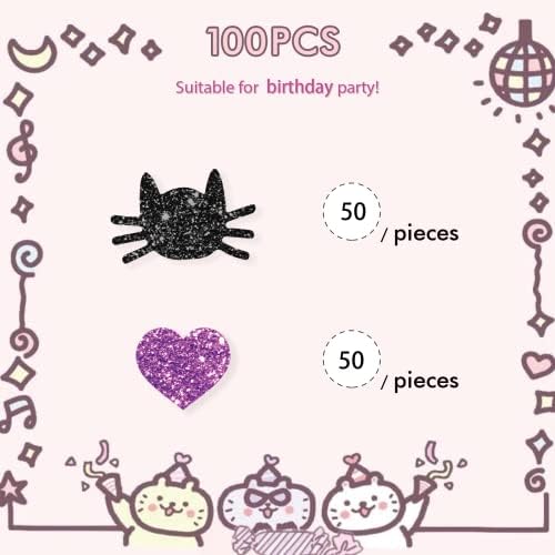 סט של 100 חתול קונפטי, גליטר חתול נייר פיזור, חתול מסיבת יום הולדת קונפטי, חתול לרסק עוגת דקור,