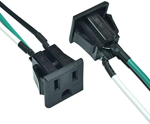 2 PCS 15A 125V לוח AC Outlet Outlet Plug תעשייתי מתאם מחברים נשיים עם קו חיבור 14AWG, 3 סיכות ארהב