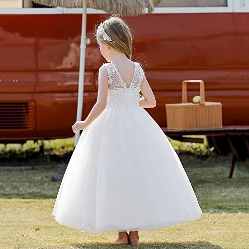 תחרה פרח ילדה שמלת שושבינה טול חתונה לנשף תחרות שמלות בוהו נסיכת מסיבת יום הולדת פורמליות ריקוד שמלה