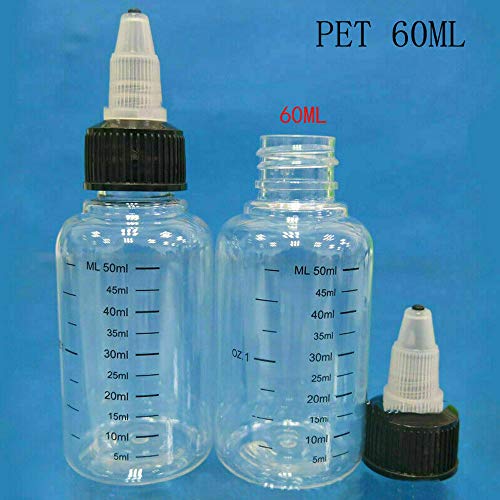 Nanshine בוגר בקבוקים 10 יחידות 60 מל PET פלסטיק בקבוקים מחודדים עם כובע טוויסט עליון מפלסטיק