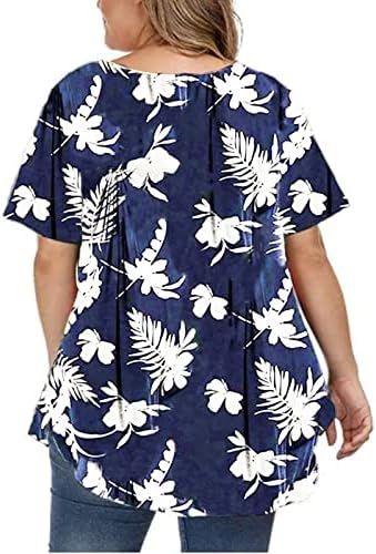 קצר שרוול חולצות נשים צווארון ספנדקס פרחוני בכושר רגוע גדול חוף הוואי טרופי חולצות חולצות בנות