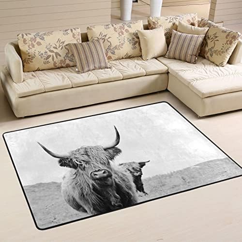 פרה סקוטית היילנד שטיחים שטיחים גדולים של שטיחי פליימט שטיחים לילדים לילדים משחק חדר שינה סלון 36 x 24 אינץ ',