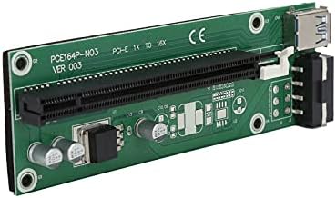 PCIE RISER, לוח Extender 1X עד 16X PCIE RISER עם כבל USB 3.0 של 60 סמ, SATA 15 pin עד 4 pin כבל חשמל - עבור Bitcoin