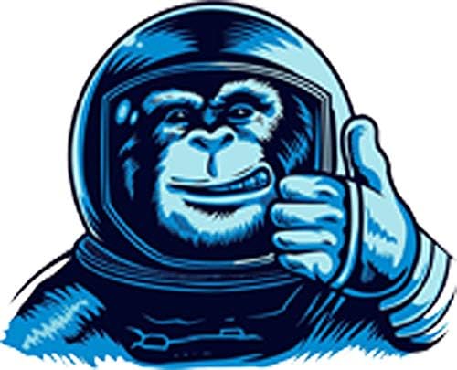 מגניב כחול שימפנזה קוף אסטרונאוט נותן אגודלים למעלה קריקטורה ויניל מדבקה