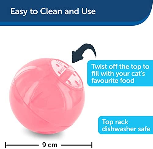 כדור Petsafe Slimcat כדור מזין - משחק אינטראקטיבי לחתול שלך - מלא באוכל ופינוקים - נהדר לבקרת מנות ואוכלים
